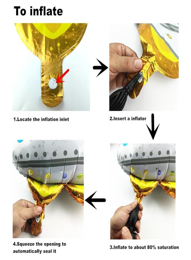 Kinteshun Foil Balloon Mylar Aluminum Foil Balloons for Baby Shower Birthday Party Decorations Supplies (6pcs;Space) - Image 3