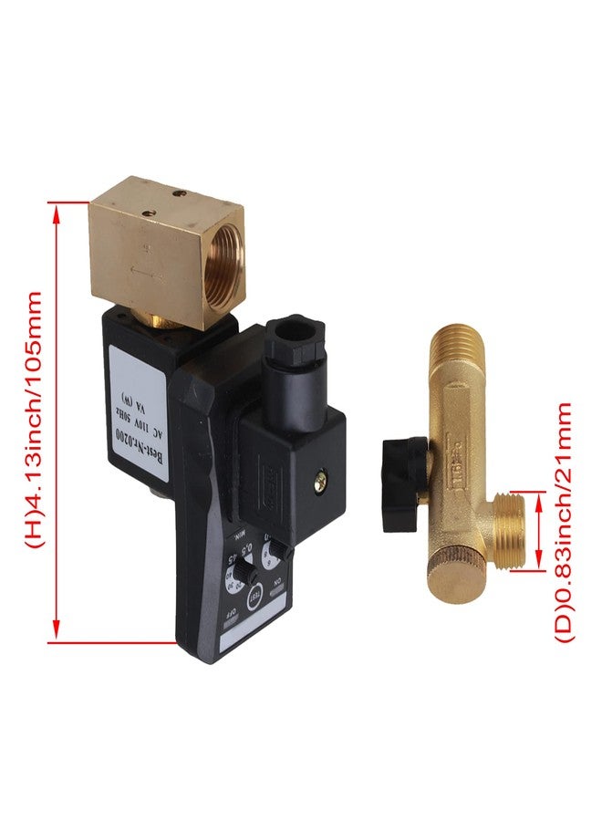 CNBTR Automatic Timed Water Trank Direct-acting Drain Valve Electronic Timed Air Compressor Forging Brass 1/2" Hole Diameter AC110V Drain Valve - Image 4