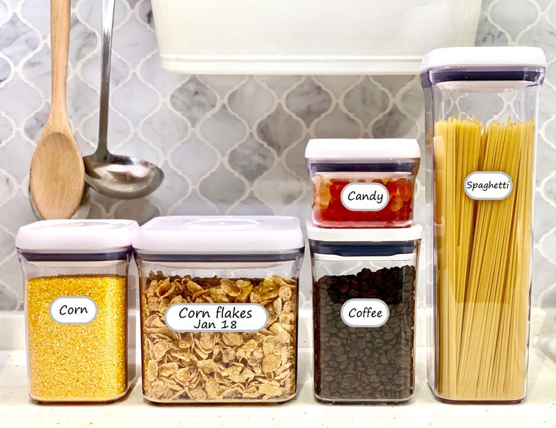CHUBBIEE Removable Waterproof Food Labels, Write-on Kitchen Labels for POP Food Storage Containers, Jars and Home Organization, Pantry & Spice Sticker, Pack of 64 - Image 2