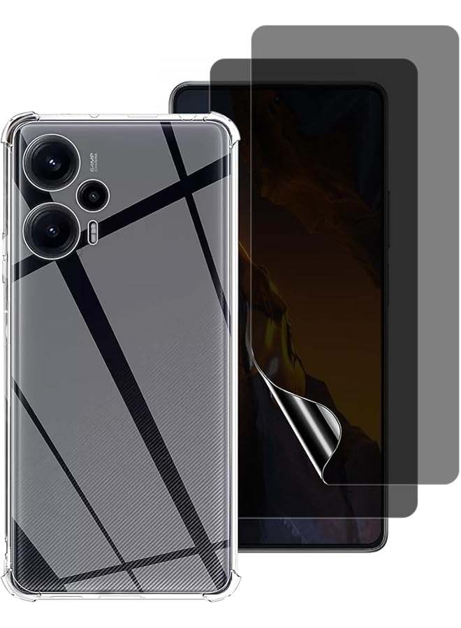 إيروريكس واقي شاشة الخصوصية لهاتف Poco F5 مع جراب TPU شفاف مضاد للخدش ناعم ورفيع مناسب لهاتف Poco F5 - Image 1