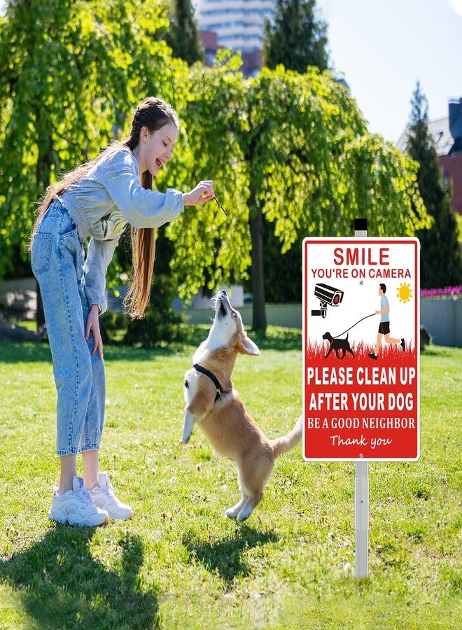Frohllia (2 Pack) Clean Up After Your Dog Signs, Please Pick Up After Your Dog Sign for Yard, No Pooping Dogs Signage for Yards, 8x28 Heavy Duty Aluminum Weather Resistant and Easy to Install with Stake (Red) - Image 3