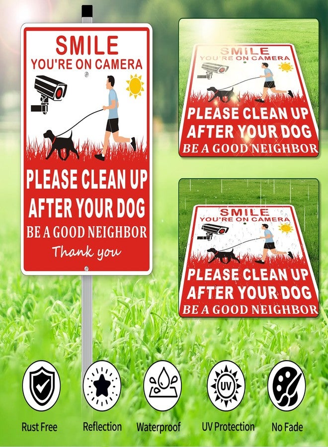 Frohllia (2 Pack) Clean Up After Your Dog Signs, Please Pick Up After Your Dog Sign for Yard, No Pooping Dogs Signage for Yards, 8x28 Heavy Duty Aluminum Weather Resistant and Easy to Install with Stake (Red) - Image 4