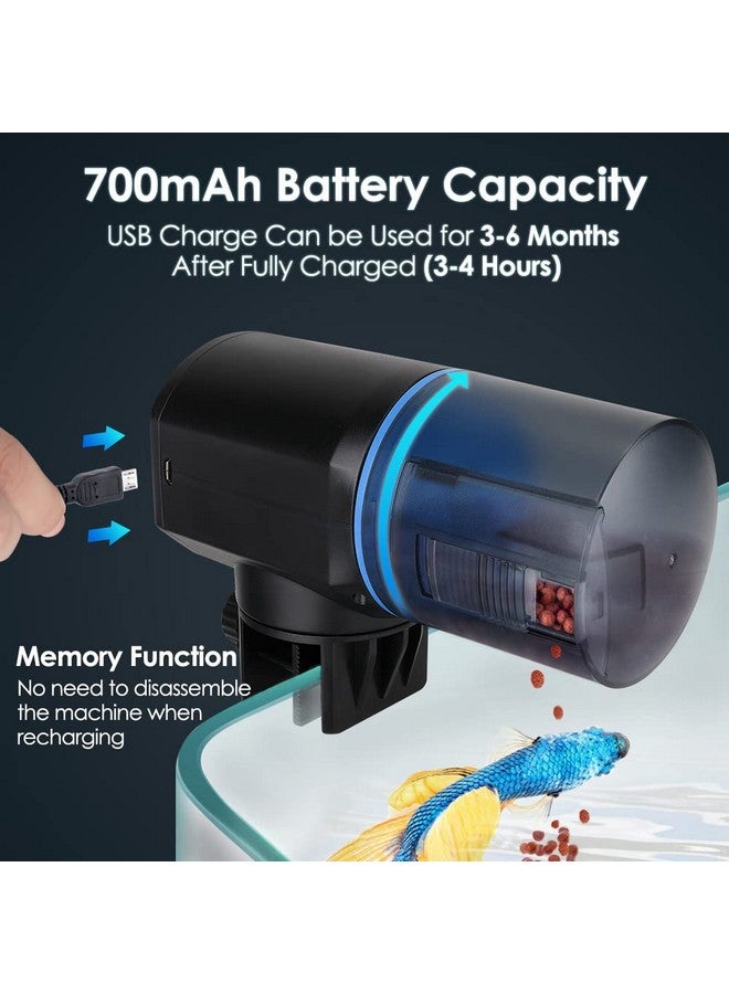 Lukovee Automatic Fish Feeder,New Generation Feeding Time Display USB Rechargeable Timer Moisture-Proof Aquarium or Fish Tank Food Dispenser with 200ML Large Capacity for Vacation Weekend Holiday,Blue - Image 3
