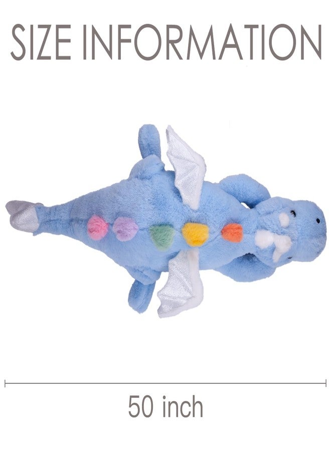 ARELUX Large 50in 3Lb Cute Dragon Stuffed Animals Plush Toy Soft Sky Blue Pterosaur Plushie Giant Fuzzy Dinosaur Pillow Plushies with White Wings Cuddly for Friends - Image 2