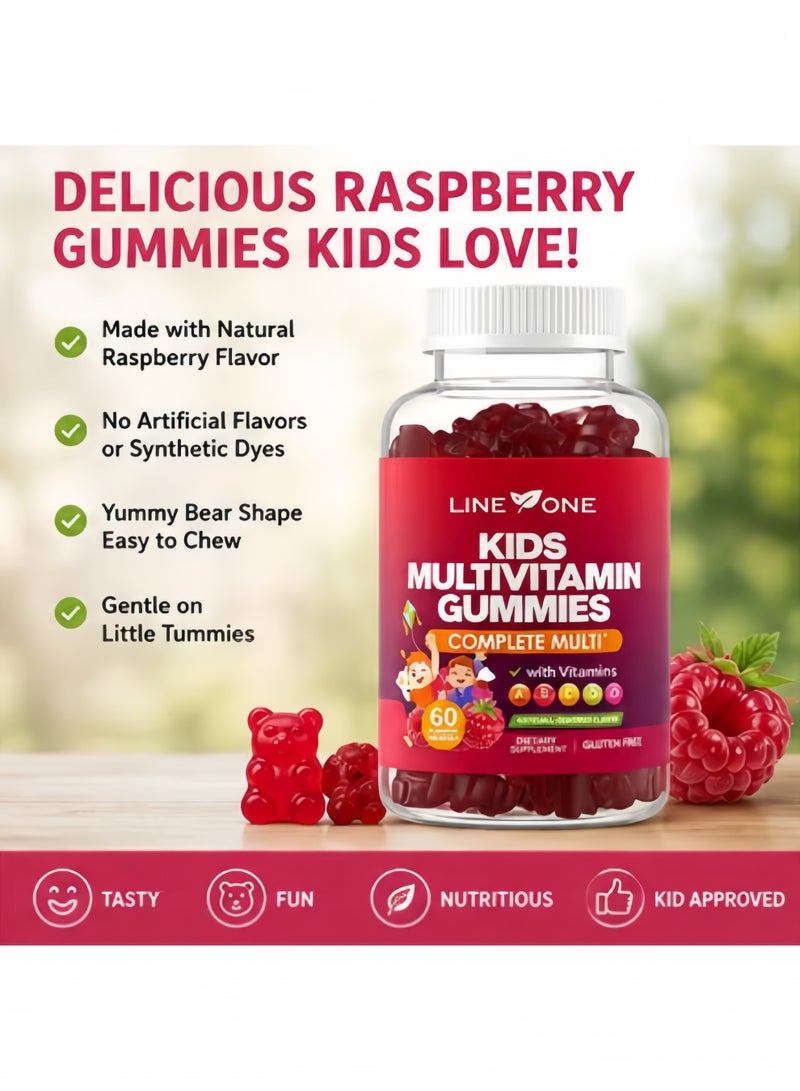 LINE ONE 🍓 Line One Kids Multivitamin Gummies | Natural Raspberry Flavor, Immune Support, Brain & Bone Health, Gluten-Free, Nurture Your Child’s Growth Every Step - Image 4
