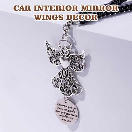 Rislobx Angel Wings Hanging Ornaments for Car Rear View Mirror, Metal Guardian Angel Wings Car Charm Pendant Rear View Mirror Hanger Decor for Lover Family Christian Gifts - Image 3