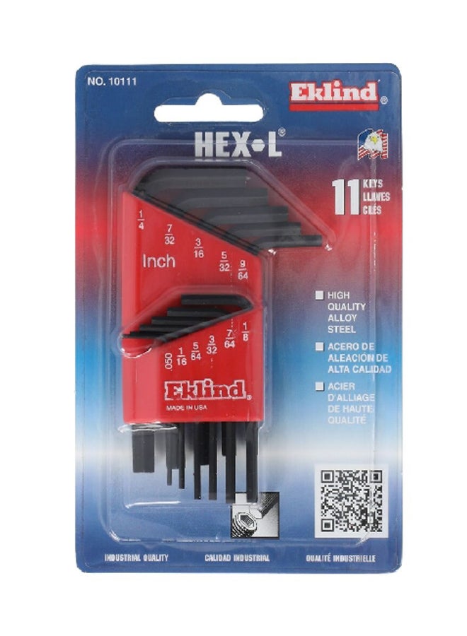 Eklind 11-Piece SAE Short Dual Tips Hex Key Set Black 1.524 x 14.986 x 9.652 cm 10111 - Image 1