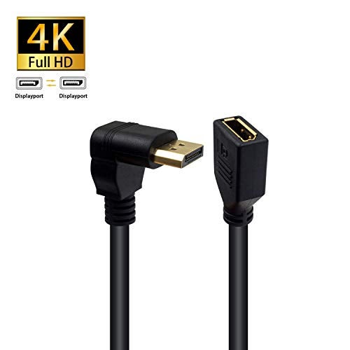 Poyiccot Displayport Extension Cable, 90 Degree Displayport Extender Up Angle DP to DP Male to Female Extension Adapter Cable Gold Plated 30CM/12inch - Image 3