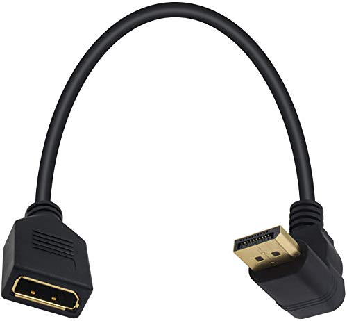 Poyiccot Displayport Extension Cable, 90 Degree Displayport Extender Up Angle DP to DP Male to Female Extension Adapter Cable Gold Plated 30CM/12inch - Image 1