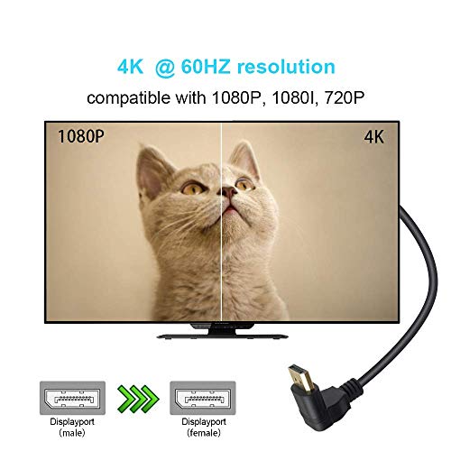Poyiccot Displayport Extension Cable, 90 Degree Displayport Extender Up Angle DP to DP Male to Female Extension Adapter Cable Gold Plated 30CM/12inch - Image 5