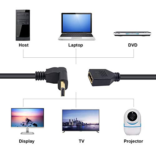 Poyiccot Displayport Extension Cable, 90 Degree Displayport Extender Up Angle DP to DP Male to Female Extension Adapter Cable Gold Plated 30CM/12inch - Image 4