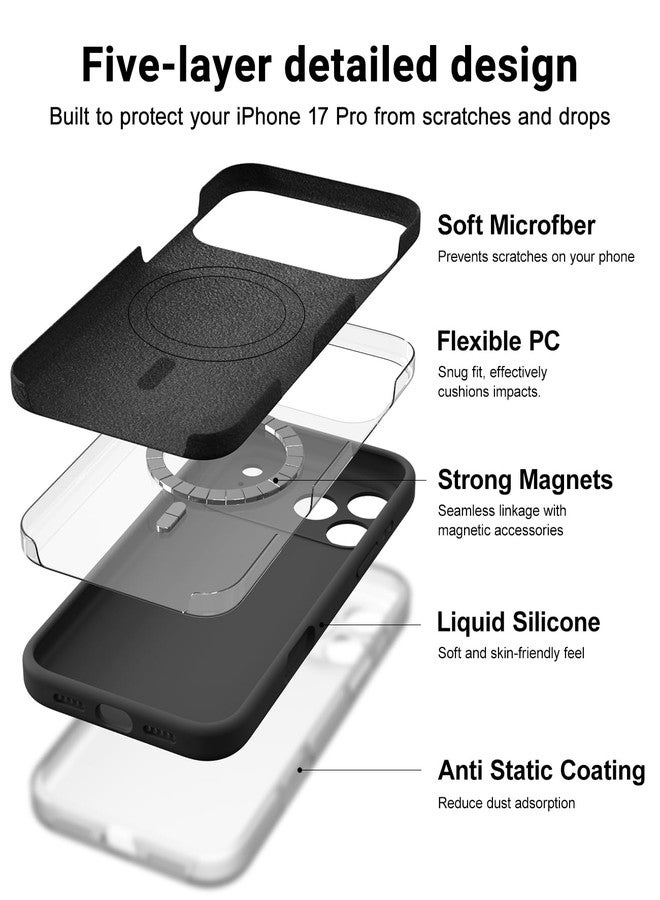 OTOFLY Magnetic for iPhone 17 Pro Case,Compatible with Magsafe,Classic Liquid Silicone Mobile Phone Case,Integrated Camera Control Button,Anti-Scratch Microfiber Lining,Black - Image 4