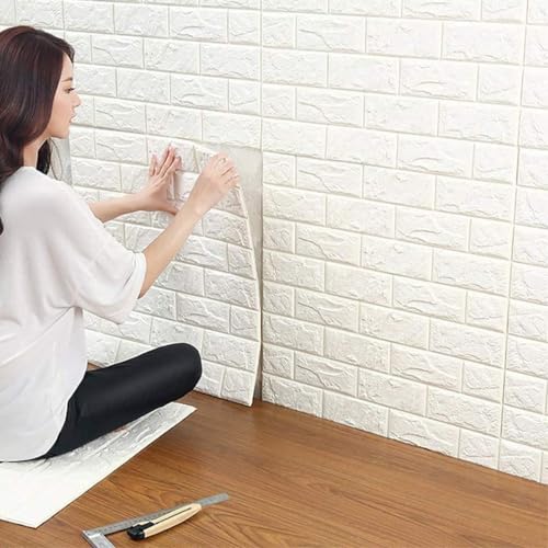Barebeauty Wall Stickers Wallpaper PE Foam Brick Design DIY Decal (70 x 77 cm) 3D Frames PVC DIY Self Adhesive (Pack of 02) - Image 2