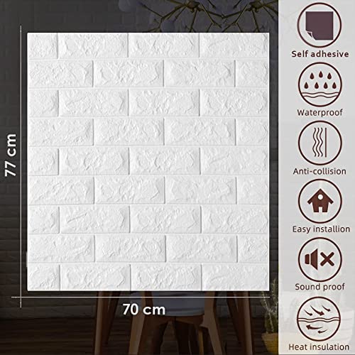 Barebeauty Wall Stickers Wallpaper PE Foam Brick Design DIY Decal (70 x 77 cm) 3D Frames PVC DIY Self Adhesive (Pack of 02) - Image 3