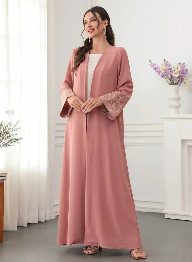 Take Two Dark Pink Embroidered Open Front Abaya