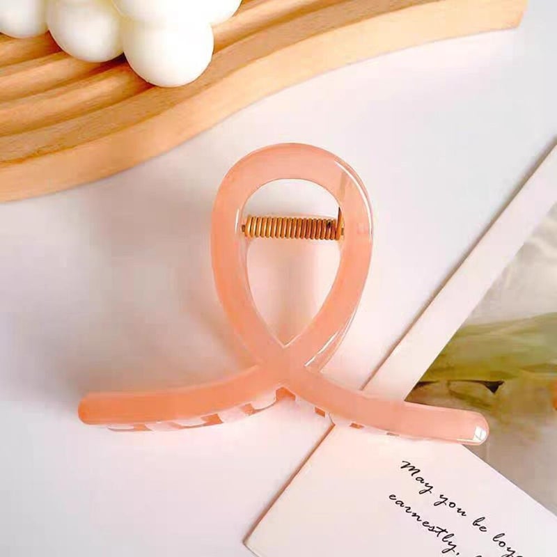 Generic Elegant Handmade Shark Clip Hair Accessory Cross-lotus root starch color 8cm 