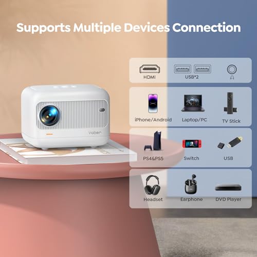 Yaber [Electric Focus]Mini Projector with 5G WiFi and Bluetooth 5.2,YABER 1080P Outdoor Projector Support ±40° Keystone Correction,Portable Projector for Phone/ TV Stick/Laptop/PS5 - Image 4