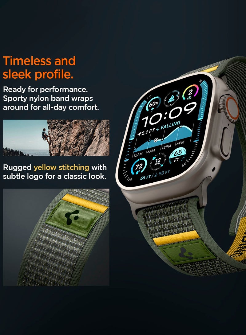 Spigen Athlex Air Apple Watch Band for Apple Watch Ultra 3/2/1 49mm, Series 11/10 46mm, 9/8/7 45mm, SE2/SE/6/5/4 44mm, 3/2/1 42mm Adjustable Loop Band Strap - Active Green - Image 5