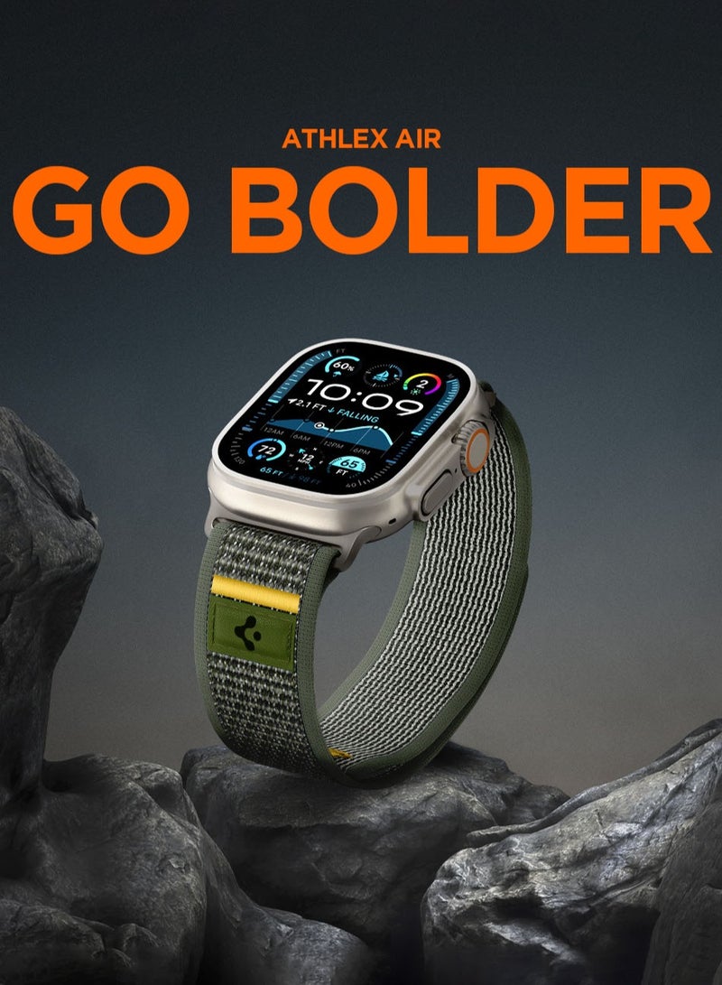 Spigen Athlex Air Apple Watch Band for Apple Watch Ultra 3/2/1 49mm, Series 11/10 46mm, 9/8/7 45mm, SE2/SE/6/5/4 44mm, 3/2/1 42mm Adjustable Loop Band Strap - Active Green - Image 3