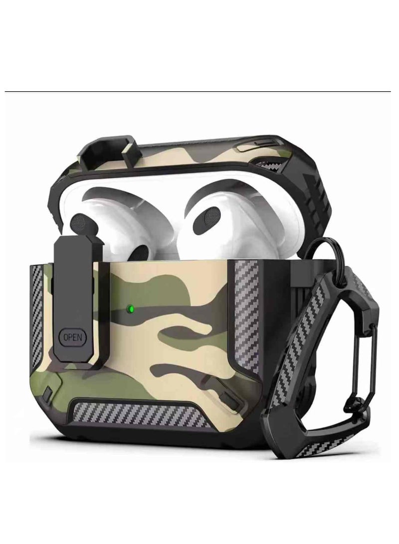 AirPods Pro 2Gen/1st Gen Case with hook, Military Hard Protective Armor with Lock, for AirPod pro 2 Charging Case (2023/2022/2019, 2nd Gen/1st Gen) (Black Camou)  - Image 1