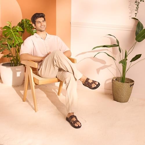 Metro Men Brown Leather Thong Slipper | Chappal | Open Sandal UK/8 EU/42 (16-816) - Image 2