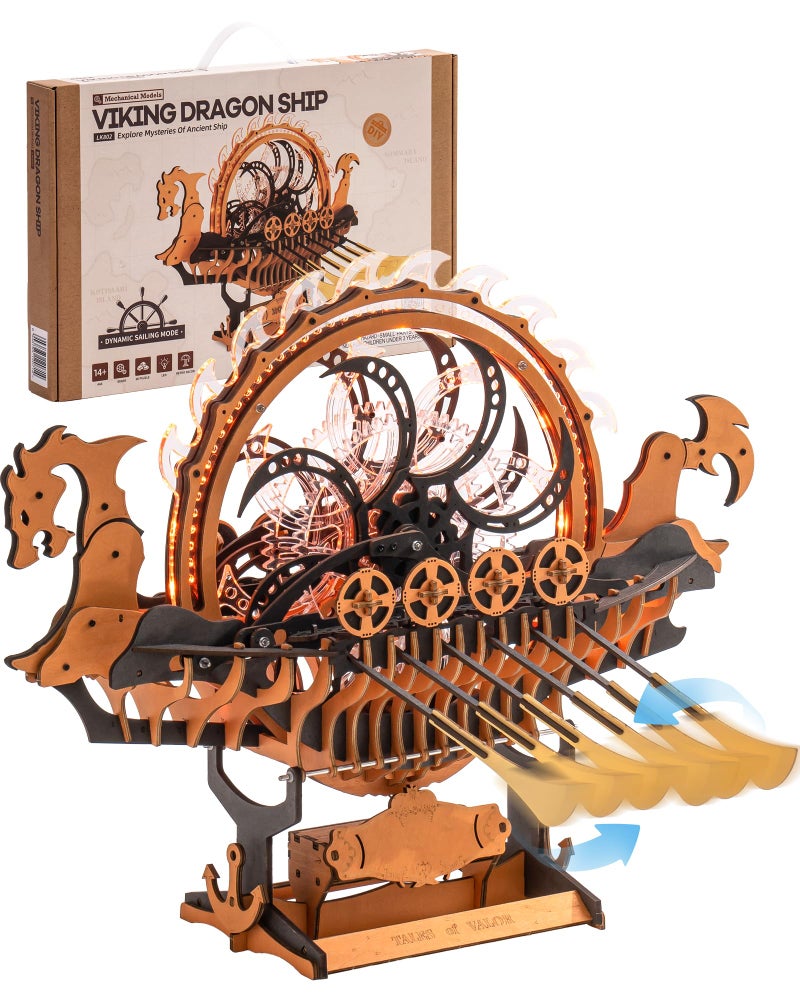 RoWood 3D Puzzles for AdultsViking Dragon Ship Model Kit18 Inch DIY Wooden 3D PuzzleAssembly Time 3HAwesome Gifts for Adults - Image 3