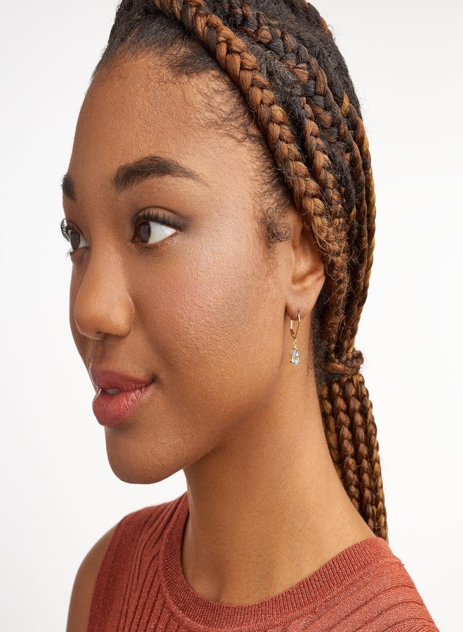 مورجان آند بايدج أقراط مورغان آند بيج من الفضة الإسترليني عيار 925 مطلية بالذهب عيار 18 قيراطًا، مرصعة بحجر توباز أزرق سويسري مقطوع على شكل كمثرى، مقاس 7 × 5 مم، بتصميم أنيق وجذاب. أقراط متدلية أنيقة بطول 1 بوصة، هدية مثالية لعيد ميلادها. - Image 4