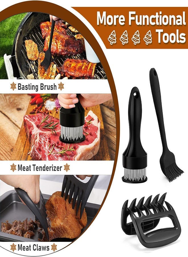 صينية شواء مع رف ومقبض (6 قطع)، مجموعة صواني شواء من الفولاذ المقاوم للصدأ، صينية لازانيا مستطيلة عميقة، صينية شواء ديك رومي شديدة التحمل ومقاومة للالتصاق مع مخالب اللحم ومطري اللحم وفرشاة، آمنة للغسل في غسالة الأطباق - Image 4