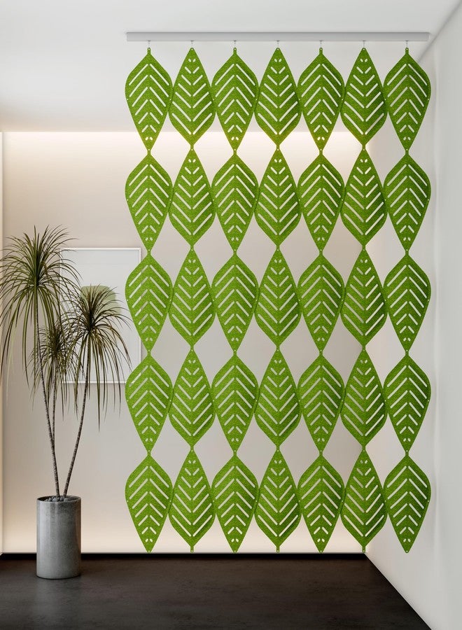 OSHIYINN 3D Leafs 12Pcs/Set 16.53"x10.24" Felt Fiber Surface High Density Polyester Board Room Hanging Screen Divider Home Panel DIY Home Decor (Light Green) - Image 1