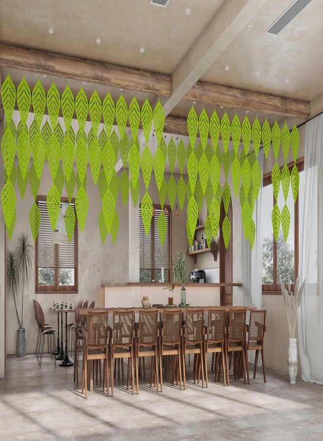 OSHIYINN 3D Leafs 12Pcs/Set 16.53"x10.24" Felt Fiber Surface High Density Polyester Board Room Hanging Screen Divider Home Panel DIY Home Decor (Light Green) - Image 2