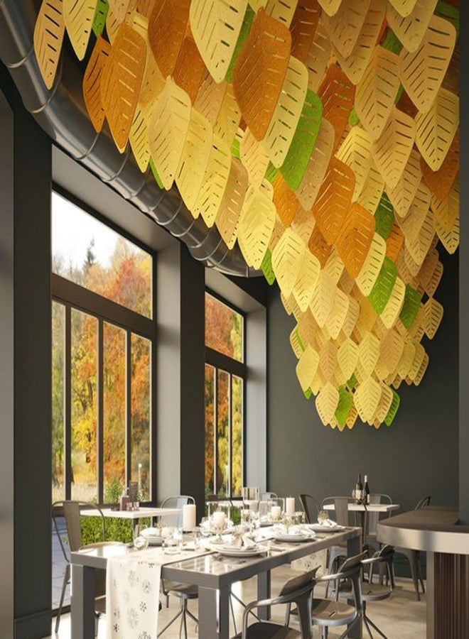 OSHIYINN 3D Leafs 12Pcs/Set 16.53"x10.24" Felt Fiber Surface High Density Polyester Board Room Hanging Screen Divider Home Panel DIY Home Decor (Light Green) - Image 5