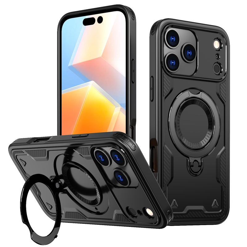 Shockproof Magnetic Phone Case with Built-in Kickstand for iPhone 17 Pro Max, 16 Pro Max, 15 Pro Max, 14 Pro Max - Image 2