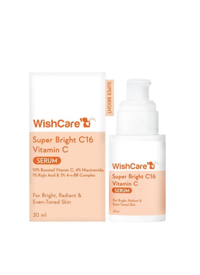 WishCare - Super Bright C16 Vitamin C Face Serum - 10% Vitamin C, 4% Niacinamide, 1% Kojic Acid, 0.5% Ferulic Acid, Licorice & 4-N-Br - For Pigmentation & Dark Spots 30Ml - Image 1