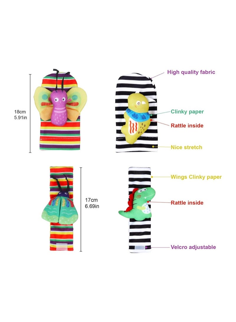 نيبمينينت Baby Wrist Rattles Toys and Foot Finder Socks Set Newborn Soft Sensory Infant 0 to 12 Months Educational Learning Development for Boy Girl Gifts - Image 2