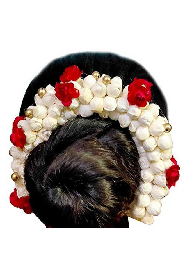 PRAVRAJYA إكليل شعر صناعي من زهور الياسمين والورد وزينة شعر فول جازرا للبنات والنساء - Image 1