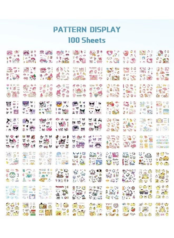 Sanrio Anime Girl Stickers 100-Count PET Stickers - Waterproof Cartoon & Animal Designs, Non-Repetitive Decal Collection for Scrapbooking, Journaling, Laptops , Room Decoration, DIY Projects, And Water Bottles. - Image 3