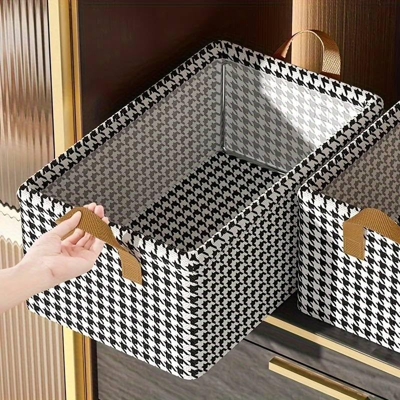 OTIPORTER Closet Clothes Organizer with Handle Fabric Storage Box with Steel Frame Stackable Shelf Storage Baskets Foldable Wardrobe Storage Box for Clothes Jeans Sarees Toys 402721CMPACK OF 2 - Image 4