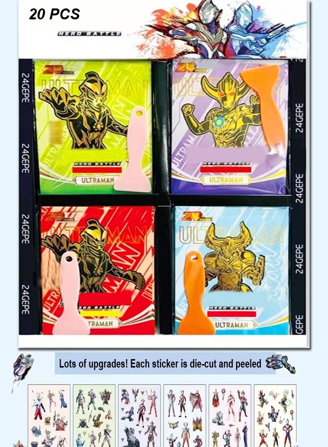 fashionhome 20 Pieces children's Favorite Ultraman Character Cartoon Cosmic Hero Shining Stickers Book for Kids - Image 1