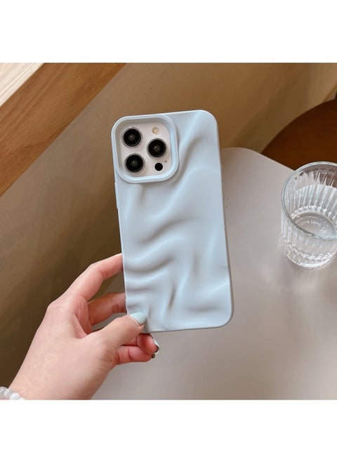Advanced Sense Water Corrugated Soft Case For IPhone15/16pro Max Phone Case For Apple 13/12/14 Soft Case-Color:Hc Water Ripple Frosted Blue-Applicable Models:15 (without Packaging)