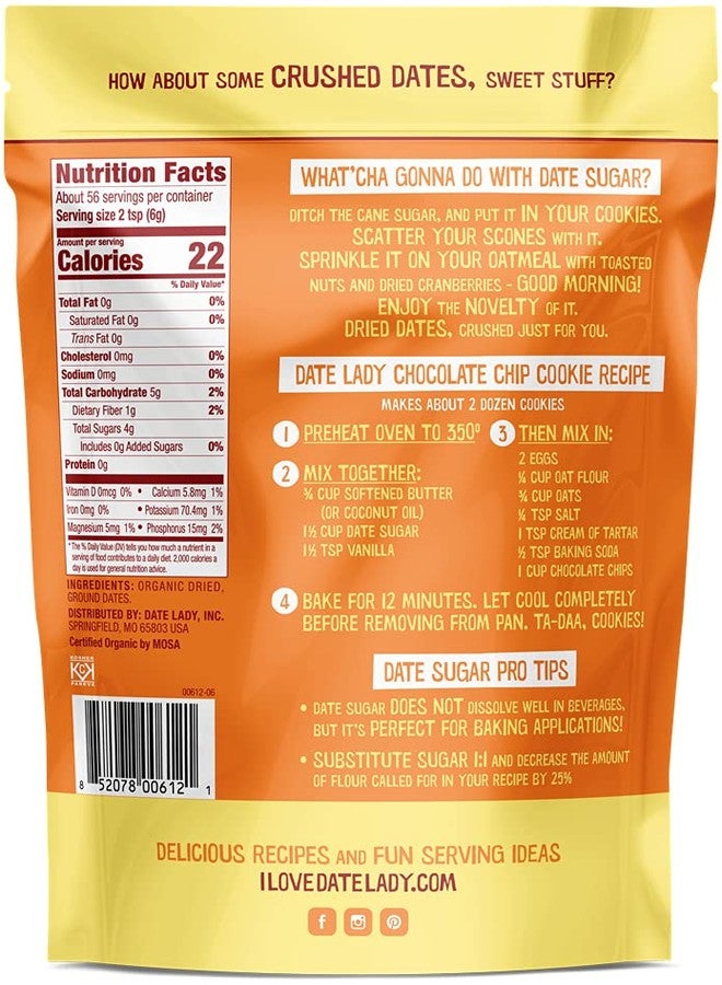 DATE LADY Organic Date Sugar, 12 oz | 100% Whole Food Sweetener | Vegan, Paleo, Gluten-free & Kosher | 100% Ground Dates | Contains Fiber from the Date (1 Bag) - Image 2