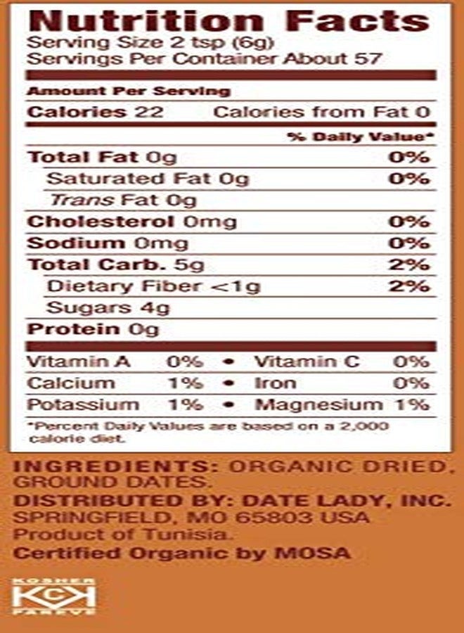 DATE LADY Organic Date Sugar, 12 oz | 100% Whole Food Sweetener | Vegan, Paleo, Gluten-free & Kosher | 100% Ground Dates | Contains Fiber from the Date (1 Bag) - Image 5