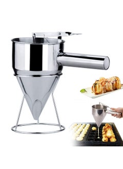 DMAYA Pancake Batter Dispenser Stainless Steel With Stand Funnel Cake Batter Dispenser Large Hole Stainless Steel Pancake Batter Dispenser Funnel Dispenser With Stand For Takoyaki And Baking  - Image 1