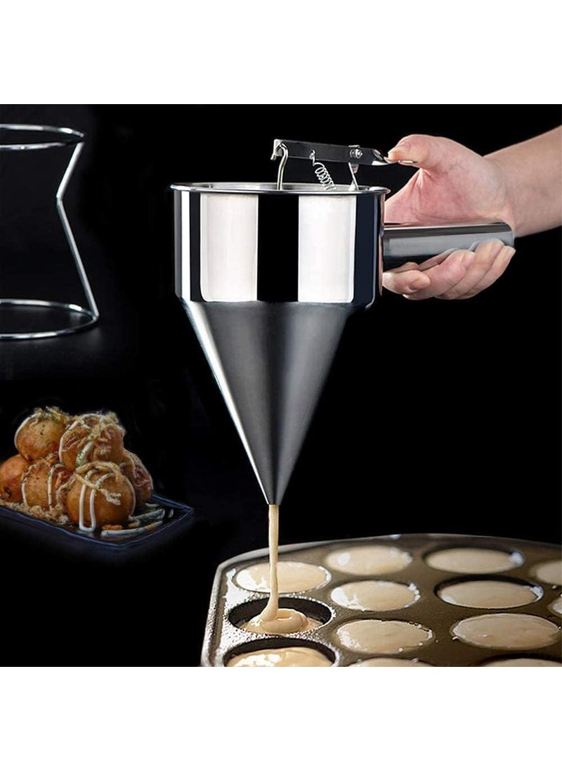 DMAYA Pancake Batter Dispenser Stainless Steel With Stand Funnel Cake Batter Dispenser Large Hole Stainless Steel Pancake Batter Dispenser Funnel Dispenser With Stand For Takoyaki And Baking  - Image 4