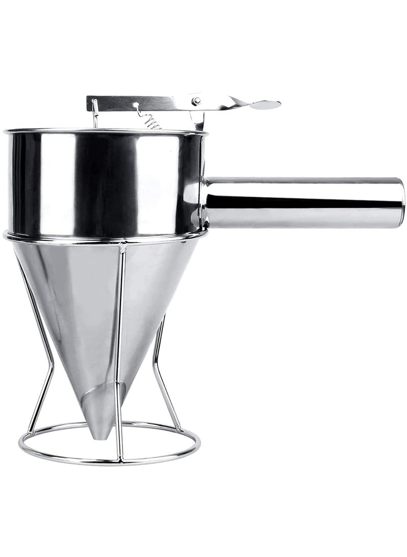 DMAYA Pancake Batter Dispenser Stainless Steel With Stand Funnel Cake Batter Dispenser Large Hole Stainless Steel Pancake Batter Dispenser Funnel Dispenser With Stand For Takoyaki And Baking  - Image 2