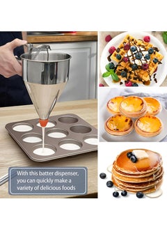 DMAYA Pancake Batter Dispenser Stainless Steel With Stand Funnel Cake Batter Dispenser Large Hole Stainless Steel Pancake Batter Dispenser Funnel Dispenser With Stand For Takoyaki And Baking  - Image 5