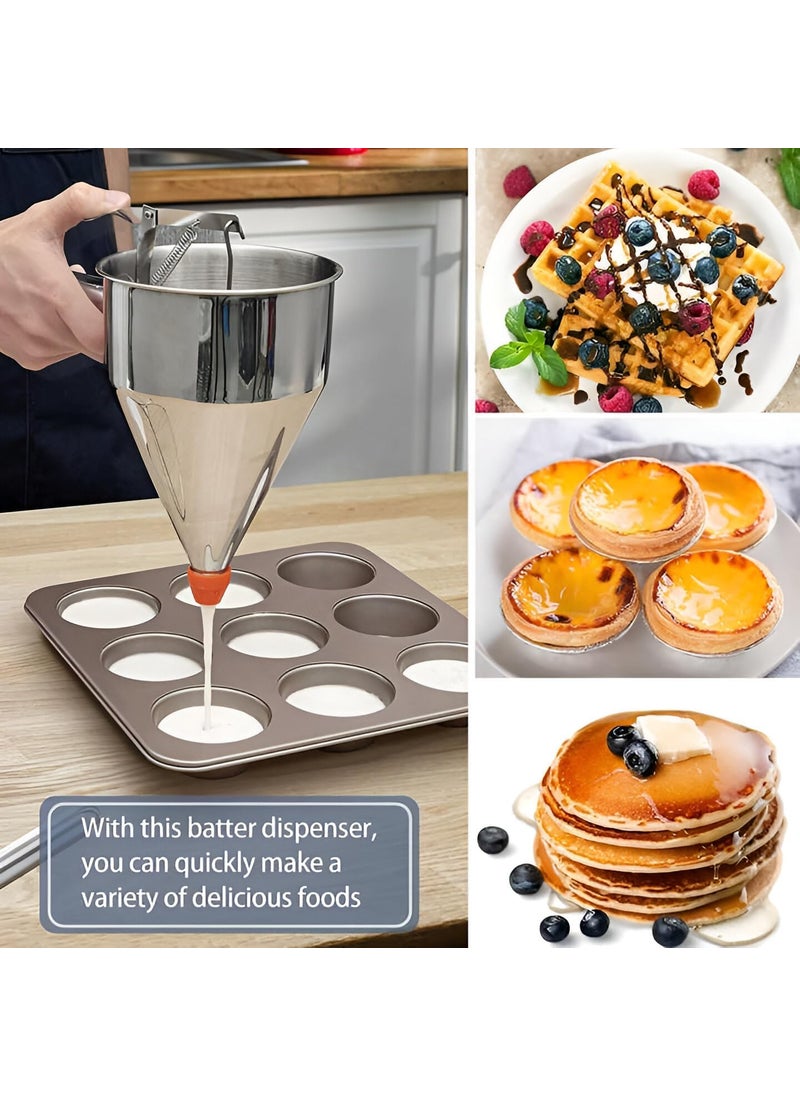 DMAYA Pancake Batter Dispenser Stainless Steel With Stand Funnel Cake Batter Dispenser Large Hole Stainless Steel Pancake Batter Dispenser Funnel Dispenser With Stand For Takoyaki And Baking  - Image 5