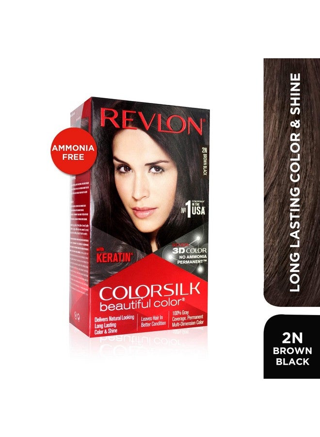 Revlon لون شعر دائم كولور سيلك للنساء بني أسود | غني بالكيراتين | لون طبيعي يدوم طويلاً مع تقنية جل اللون ثلاثي الأبعاد | تغطية 100% للشيب في 5 دقائق | خالي من الأمونيا - Image 2