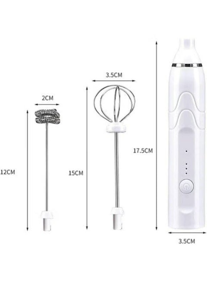 Milk Frother Handheld & Electric Whisk - USB Rechargeable Foam Maker with 3 Adjustable Speeds & 2 Stainless Steel Heads for Coffee, Cappuccino, Latte & Eggs - Image 3