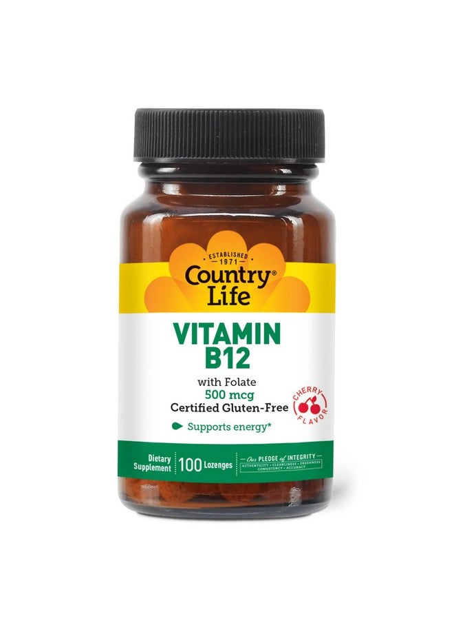 Country Life Vitamin B 12 500 Mcg With Folic Acid (Sublingual Lozenges) 100 Count  - Image 1