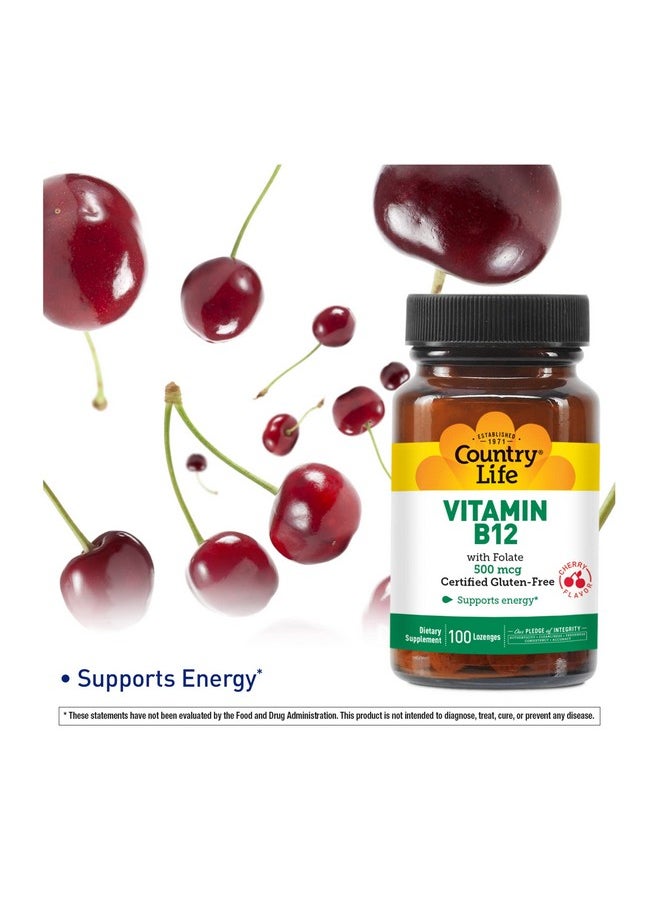 Country Life Vitamin B 12 500 Mcg With Folic Acid (Sublingual Lozenges) 100 Count  - Image 5